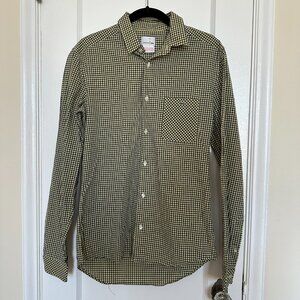 Lacoste Business Casual Yellow and Navy Gingham Button-down Shirt Size 38